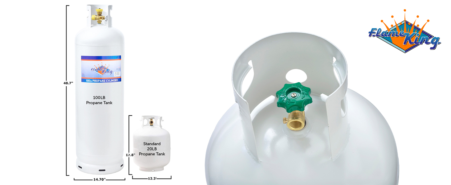 Flame King 100LB Empty Steel Propane Tank Cylinder with POL Valve and Collar, White