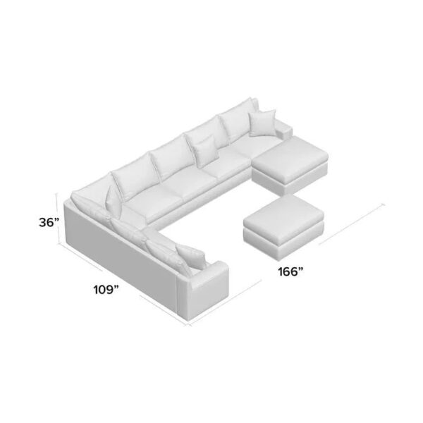 166′′ Wide Microfiber/Microsuede Left Hand Facing Modular Corner Sectional with Ottoman