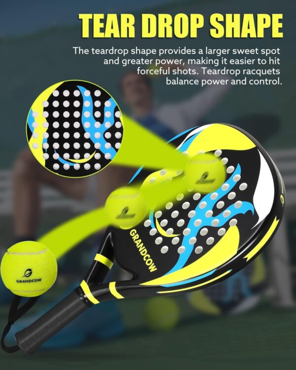 Padel Racket raqueta pala de Padel Tennis Racket Set Beginner Full Package with Cover, 3 Balls, Headband, Wristband and Backup overgrip