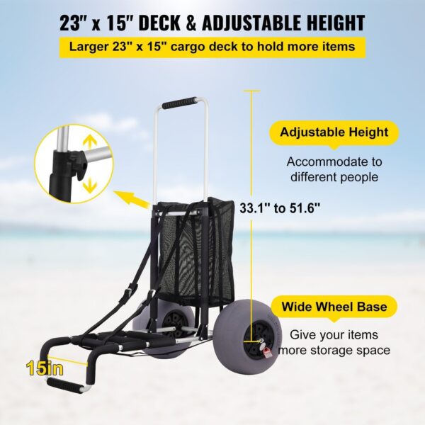 2a93d38098f842749d711c5971e881a4 Best 165LBS Folding Beach Cargo Deck Cart W/ All-Terrain Balloon Tires