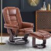 Multi-Position Recliner and Curved Ottoman with Swivel Base