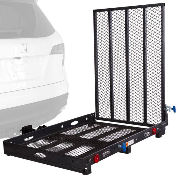 2acfbc51bf62438486c49f6cc7507776 SILVER SPRING SC400-V2 500 lbs. Capacity Hitch-Mounted Folding Steel Wheelchair or Scooter Carrier with 42 in. L Ramp