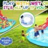 Inflatable Water Slides for Kids 8-in-1 Bounce House Water Park with 450W Blower Climbing Wall, Splash Pool, 2 Water Cannons, Basketball Hoop, Water Slide, Crocodile Sprinkler for Gift Backyard Party