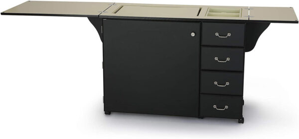 2b1c7cb3bd744be4b05aa5f6323e84d2 353 Norma Jean Sewing Cabinet for Sturdy Sewing, Cutting, Quilting, and Crafting with Storage and Airlift, Black Finish