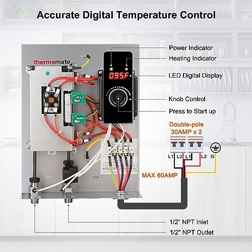 2bae2d3b5bb04dc1bdd2f5ac1c9e12eb Electric Tankless Water Heater, 11kW at 240 Volt, On Demand Instant Hot Water Heater