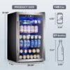 Mini Fridge 130 Can Beverage Refrigerator Cooler, 3.2 Cu.Ft Drink Fridge for Soda Wine Beer, Adjustable Temperature Control for Home Office, Black