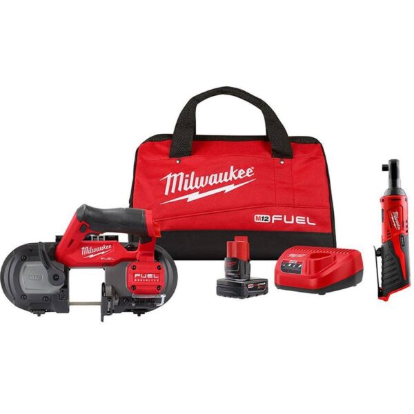 2bc8af0453374d9ebc2949afac12af9b 2529-21XC-2457-20 M12 FUEL 12V Lithium-Ion Cordless Compact Band Saw XC Kit with 3/8 in. Ratchet