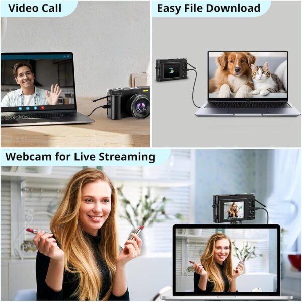 2c7d6bcb81e34a77800992e34643427c 4K Digital Camera for Photography Autofocus, 2024 Latest 48MP Vlogging Camera for YouTube with SD Card, 2 Batteries, 3′′ 180°Flip Screen Compact Travel Camera for Teens with 16X Zoom, Anti-Shake,Black