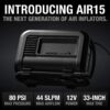 UltraFast 15A Tire Inflator, 12V Portable Air Compressor Pump, Rated at 80 PSI, Inflates Tires from 0-40 PSI in 2.9 Minutes with a Digital Gauge, Smart Pressure and Auto-Shutoff