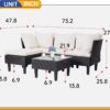 Patio Furniture Set 4 Pieces Outdoor Rattan Chair Wicker Sofa Garden Conversation Bistro Sets for Yard (Brown)