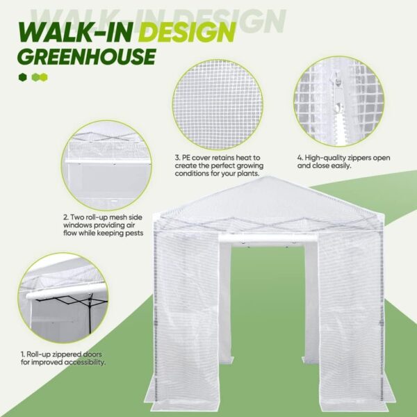 2cd331e476bc463bbc37f0093f618eb7 EAGLE PEAK 6×4 Portable Walk-in Greenhouse, Pop-up Indoor Outdoor Garden Green House, Zippered Door and Windows, PE Cover, White