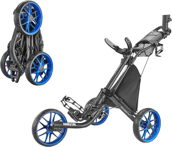 2cda332c47b2406f9a5c1fb90201bf80 3Wheel Golf Push Cart - Golf Trolley Foldable Collapsible Lightweight Pushcart with Foot Brake - Easy to Open & Close