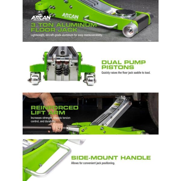 2d00fc399d2a4865a251fbb0c938a3ce A20018 3-Ton Lightweight Aluminum Floor and Car Jack with Quick Rise