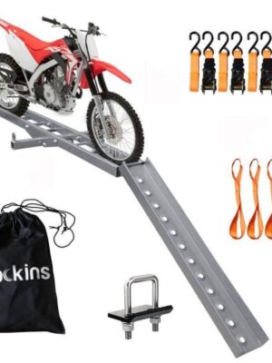 Mockins MA-40 500 lb Capacity Heavy-Duty Steel Hitch Mounted Dirt Bike Carrier- Includes Loading Ramp, Straps Bonus Hitch Stabilizer
