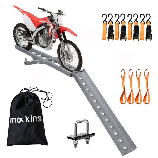 Mockins MA-40 500 lb Capacity Heavy-Duty Steel Hitch Mounted Dirt Bike Carrier- Includes Loading Ramp, Straps Bonus Hitch Stabilizer