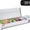 Refrigerated Condiment Prep Station, 135 W Countertop Refrigerated Condiment Station, with 2 1/3 Pans & 4 1/6 Pans, 304 Stainless Body and PC Lid, Sandwich Prep Table with Stainless Guard, ETL