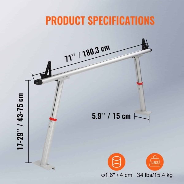 BENTISM Truck Rack Pick up Truck Ladder 17 -29 Height 800 lbs Capacity for Kayak