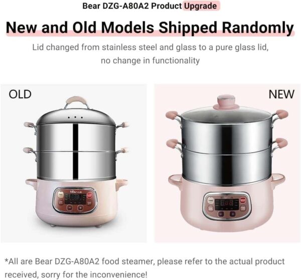 Bear Electric Food Steamer,Stainless Steel Digital Steamer, 3 tier 8L Large Capacity Vegetable Steamer