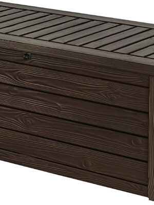 Keter Westwood 150 Gallon Resin Large Deck Box-Organization and Storage for Patio Furniture, Outdoor Cushions, Garden Tools and Pool Toys, Brown