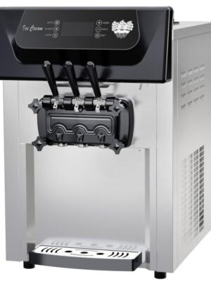 2200W Commercial Ice Cream Machine, 3 Flavor Soft Serve Ice Cream Machine, 5.3-7.4 Gal/Hr, with LCD Touch Screen, Automatic Cleaning, High Productivity for Home Snack Bar & Restaurants