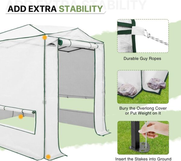 2daf5cc81fa944c0942e9cea94cec318 EAGLE PEAK 6×4 Portable Walk-in Greenhouse, Pop-up Indoor Outdoor Garden Green House, Zippered Door and Windows, PE Cover, White