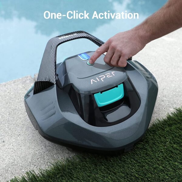 Cordless Robotic Pool Cleaner, Pool Vacuum Lasts 90 Mins, LED Indicator, Self-Parking, Ideal for Above/In-Ground Flat Pools up to 40 Feet – Gray