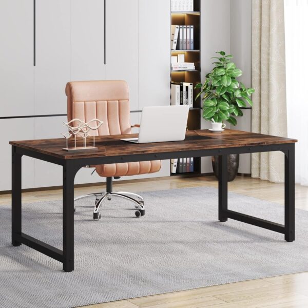 2e2c8b56aa644255b6dda15c73da9d36 Tribesigns Modern Computer Desk, 63 x 31.5 inch Large Office Desk Computer Table Study Writing Desk Workstation for Home Office, Vintage Black Metal Frame