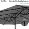 15ft Patio Umbrella Double-Sided Outdoor Market Extra Large Umbrella with Crank, Umbrella Base Included (Dark Red)