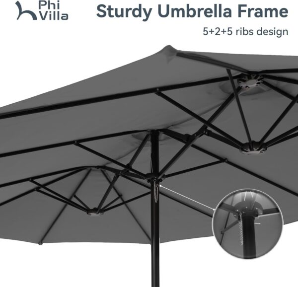 2e65393092fa4ca6892dee637c030a23 15ft Patio Umbrella Double-Sided Outdoor Market Extra Large Umbrella with Crank, Umbrella Base Included (Dark Red)