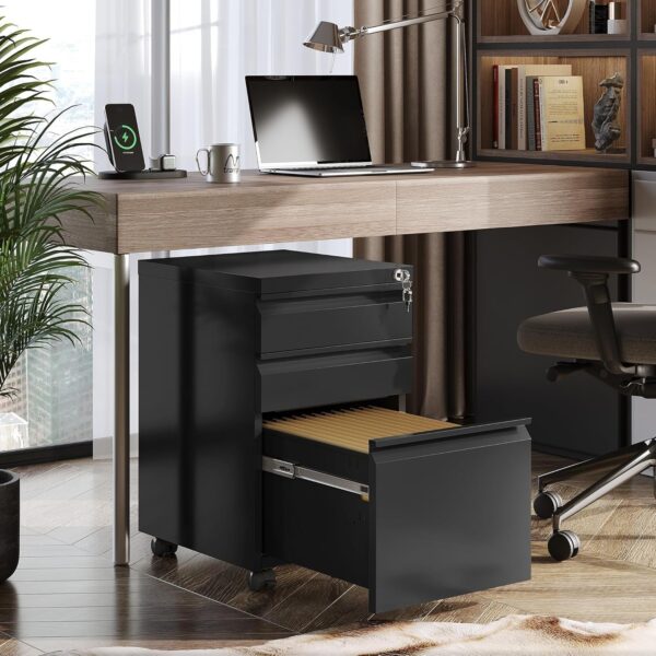 2e8cd55f4c504c54a0ab031162b2d2e2 DEVAISE 3 Drawer Mobile File Cabinet Under Desk Office, Fully Assembled Except Casters, Letter/Legal Size, Black