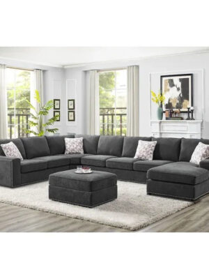 166′′ Wide Microfiber/Microsuede Left Hand Facing Modular Corner Sectional with Ottoman