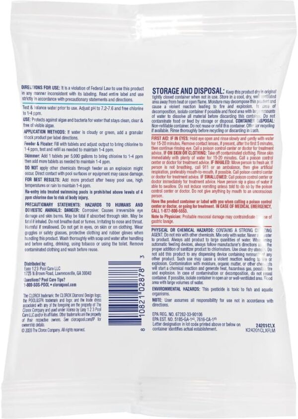 2ec29dfe38754e7a88cbb5983d0aa37a Plus 3” Chlorinating Tablets, Individually Wrapped, Kills Bacteria & Stops Algae (35 LB)