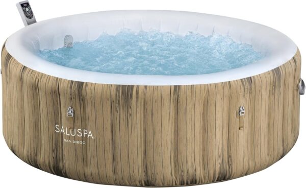Bestway SaluSpa Miami EnergySense AirJet Inflatable Hot Tub Spa (71′′ x 26′′) | Portable Hot Tub with 2 Covers (1 Energy-Efficient Thermal Cover and 1 Standard Cover) | Fits Up to 2-4 Persons | Black
