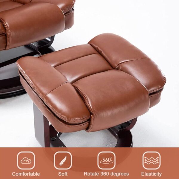 Multi-Position Recliner and Curved Ottoman with Swivel Base