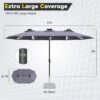 15ft Patio Umbrella with Solar Lights, Large Double Umbrella Outdoor, Rectangle 180”x106” Umbrellas with 156 PCS LED Lights and Crank Handle for Backyard Deck Pool Shade in Black(1.9′′ Pole)