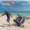 GDLF Foldable Beach Cart with Adjustable Handle and 12′′ Balloon Wheels, Heavy Duty Aluminum 220LBS Capacity