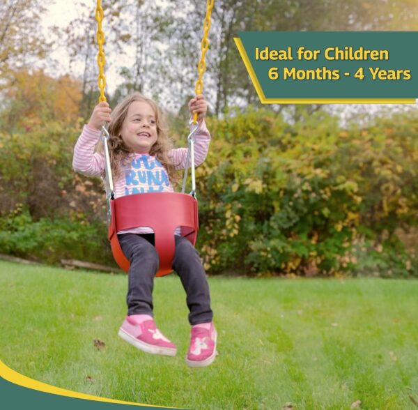 Eastern Jungle Gym Heavy-Duty High Back Full Bucket Toddler Swing Seat | Coated Swing Chains Fully Assembled | Green Swing Set Accessory