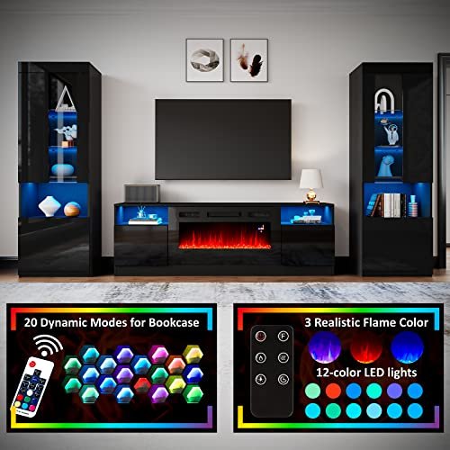 301aeb09f8e04ed29befb10f5a419c55 Amerlife Fireplace TV Stand with 36′′ Electric Fireplace, LED Light Entertainment Center