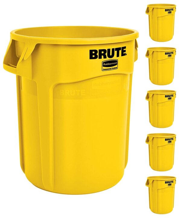 302ba3fe40fe4709be83c698a01cfeaa Yellow Heavy-Duty Trash/Garbage Can, (Pack of 6)