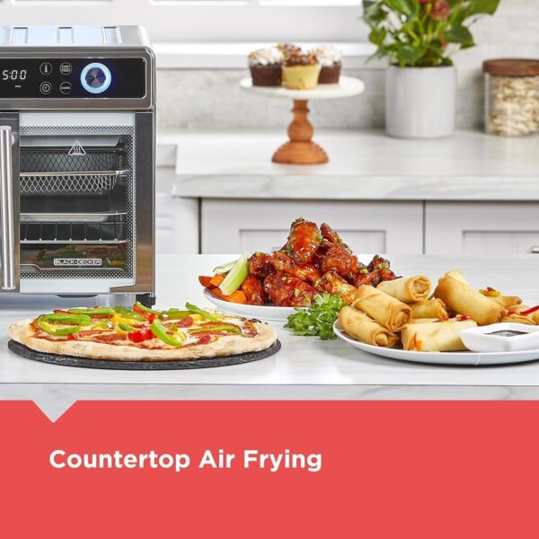 Crisp ‘N Bake Air Fryer Toaster Oven Combo, 12 in 1 Countertop Convection Oven Cooks Food Fast, Fits a Whole Pizza or 6 Toast Slices, French Doors with Stainless Steel Finish