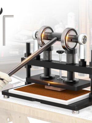Leather Cutting Machine, 260 x 150 mm Adjutable Manual Hand Press Leather Embossing Leathercraft Mold Die Cutter with 10.2 x 5.9 inches Upper Plate for Various of Materials, Matte Black