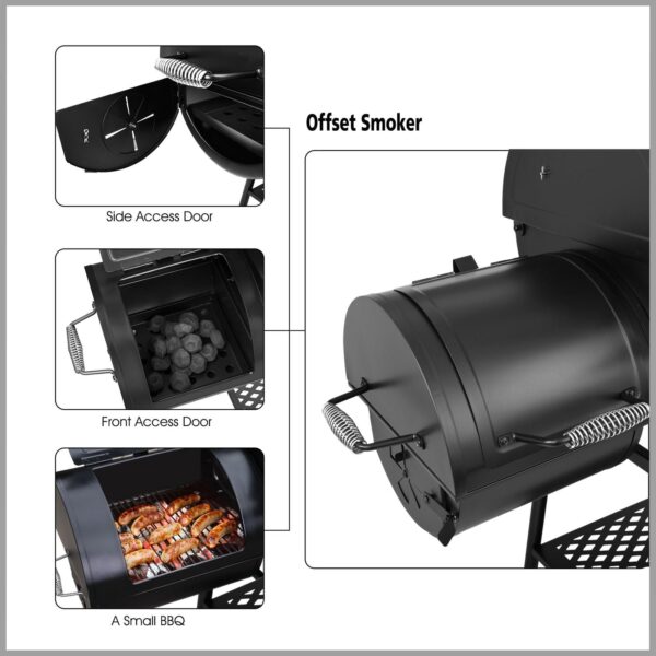 311a9916d6014a698b8cd9af004fa089 CC1830FG, Charcoal Grill with Offset Smoker with High Heat-Resistant BBQ Gloves