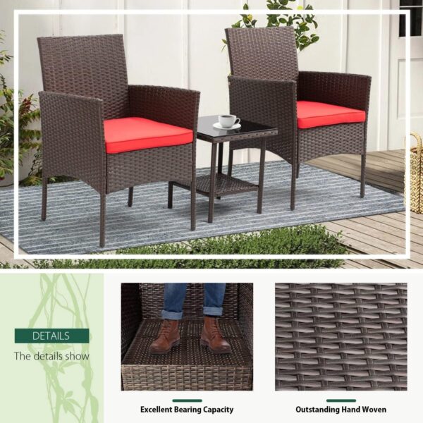 Patio Furniture Set 4 Pieces Outdoor Rattan Chair Wicker Sofa Garden Conversation Bistro Sets for Yard (Brown)