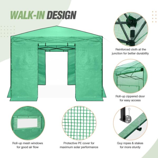 31489883ee5f4c4a8e35dcf8c4f37e63 EAGLE PEAK 6×4 Portable Walk-in Greenhouse, Pop-up Indoor Outdoor Garden Green House, Zippered Door and Windows, PE Cover, White