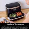 DZ401 Foodi 10 Quart 6-in-1 DualZone XL 2-Basket Air Fryer with 2 Independent Frying Baskets, Match Cook & Smart Finish to Roast, Broil, Dehydrate for Quick, Easy Family-Sized Meals, Grey
