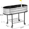 Raised Garden Bed with Legs and Wheels, Self-Watering Planter Box, Wicking Bed, Galvanized Metal Elevated Raised Bed Cart with Drainage Hole and Liner for Indoor Outdoor Gardening