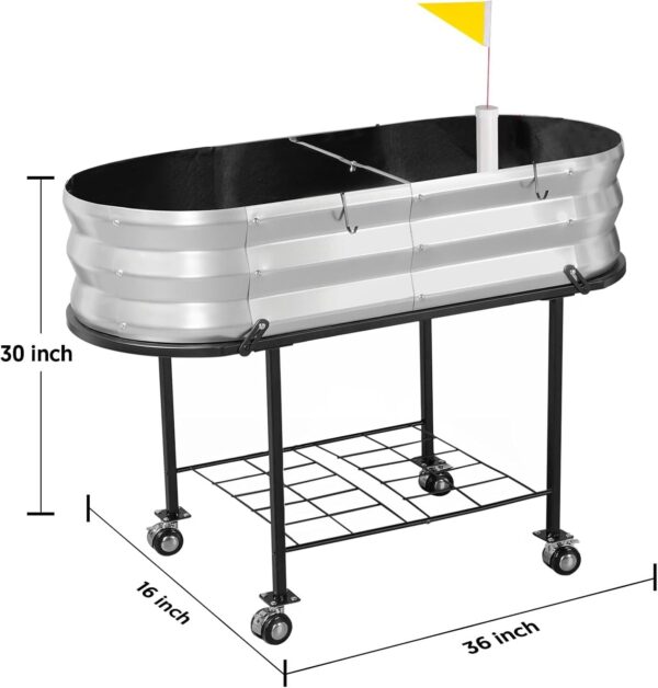 Raised Garden Bed with Legs and Wheels, Self-Watering Planter Box, Wicking Bed, Galvanized Metal Elevated Raised Bed Cart with Drainage Hole and Liner for Indoor Outdoor Gardening