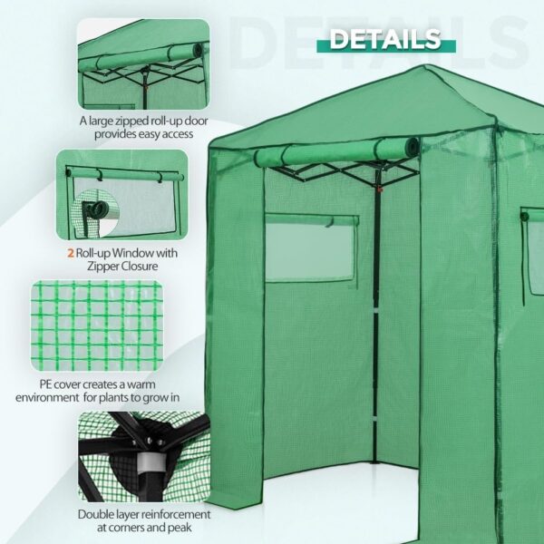 3190313a9e6f49c78f8c1ae766ea9ab6 EAGLE PEAK 6×4 Portable Walk-in Greenhouse, Pop-up Indoor Outdoor Garden Green House, Zippered Door and Windows, PE Cover, White