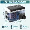12 Volt Refrigerator, 53QT(50L) Electric Cooler, Portable Freezer 12V/24V DC 110-240V AC, 12V Fridge -4°F~68°F, 12V Cooler with Wheels & 2 Baskets for Travel, Truck, Boat, Camping