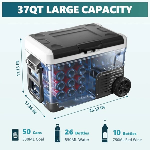31a5c503adcc4977a07562be39575d8f 12 Volt Refrigerator, 53QT(50L) Electric Cooler, Portable Freezer 12V/24V DC 110-240V AC, 12V Fridge -4°F~68°F, 12V Cooler with Wheels & 2 Baskets for Travel, Truck, Boat, Camping